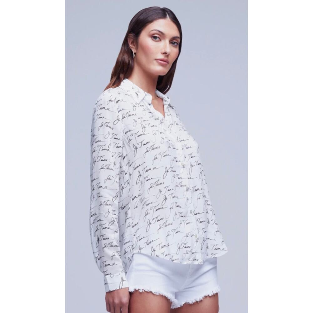 L'agence White Tyler Button Front Shirt Long Sleeve Sz S